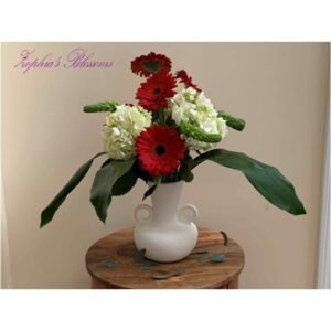 Gerberas, hydrangea centerpiece